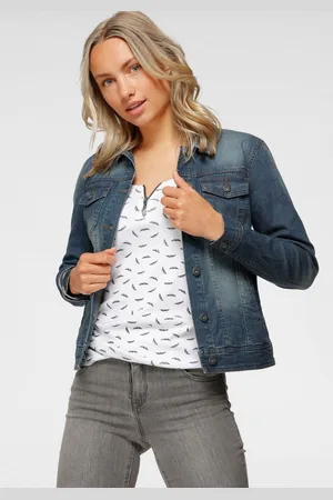 ARIZONA Jeansjack van katoenmix, figuurvolgend, kort gesneden