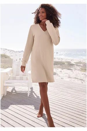 QS by s.Oliver Sweatjurk met lange mouwen in geribde stof Langarm jurk van ribkwaliteit met deelnaad, loungewear