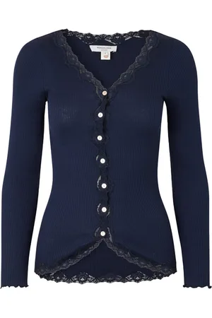 Rosemunde Vest Babette Silk Cardigan prachtige vintage kantafwerking, waardevolle parelmoer knoopsluiting
