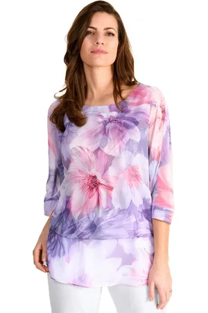 Hermann Lange Shirt met 3/4 mouwen met een bloemmotief