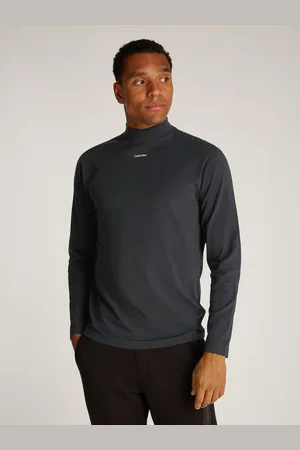 Calvin Klein Shirt met staande kraag NANO LOGO LS MOCK T-SHIRT