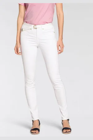 DELMAO Skinny jeans smalle pasvorm, smalle broekpasvorm, normale taille, enkel-lang (set, Met riem)