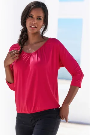 Lascana Shirt met 3/4 mouwen Met fijne plooien bij de hals