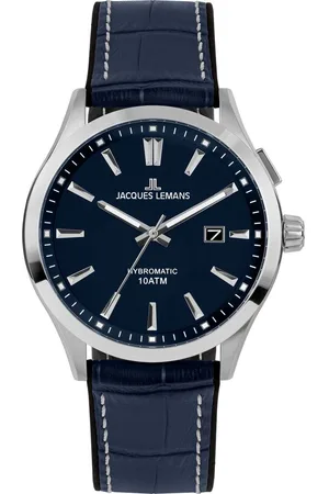 Jacques Lemans Kinetic horloge Hybromatic, 1-2130C Horloge, herenhorloge, datum, glow-in-the-dark wijzers, leren band