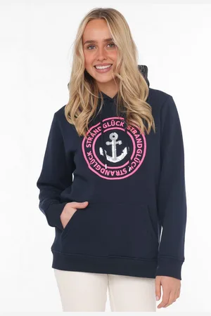 Zwillingsherz Hoodie met neonkleurige borduursels en paillettenanker