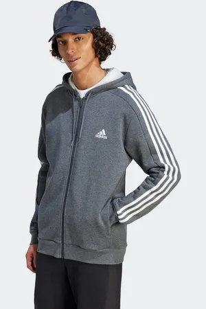 adidas Capuchonsweatvest ESSENTIALS 3-STRIPES CAPUCHONJACK comfortabel materiaal van katoenmix (1-delig)