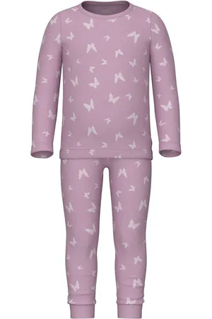 NAME IT Pyjama NMFNIGHTSET PINK BUTTERFLY RIB NOOS (set, 2-delig)