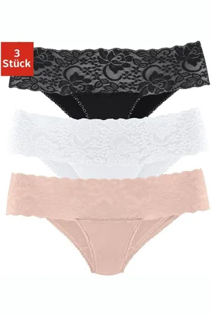 vivance collection Brazilian slip van elastische katoen met florale kant (3 stuks)