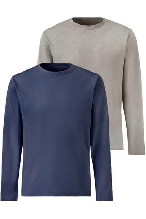 john devin Shirt met lange mouwen , longsleeve in hoogwaardige slub-garen kwaliteit (2-delig, Set van 2)