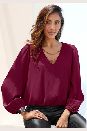 Lascana Blouse zonder sluiting met kettingdetails, elegante damesblouse, modieus, feestelijk