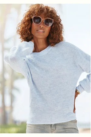 Lascana Gebreide trui in melange-look, losse damespullover, basic