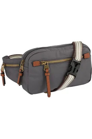 Camel Active Buiktasje Bari van hoogwaardig mat nylon met gestreept geweven band