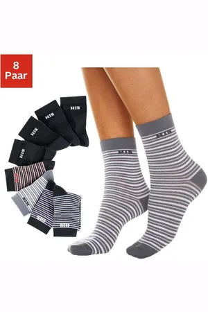 H.I.S Sokken gestreept en unikleur (set, 8 paar)