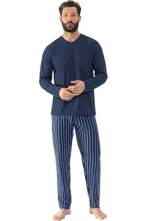 Mey Pyjama Straight Shirt met lange mouwen en borstzak