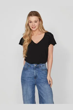VILA Shirt met korte mouwen VIMESA TAPE DETAIL S/S TOP - NOOS