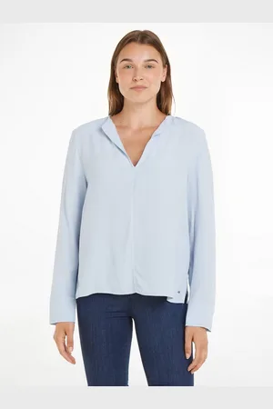 Tommy Hilfiger Blouse met lange mouwen VISCOSE CREPE V-NECK BLOUSE