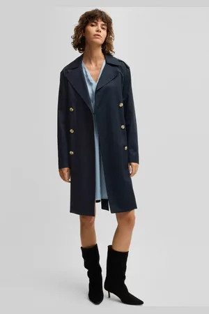HUGO BOSS Korte jas C_Cotrench met schouderriemen en tailleband klassieke trenchcoat