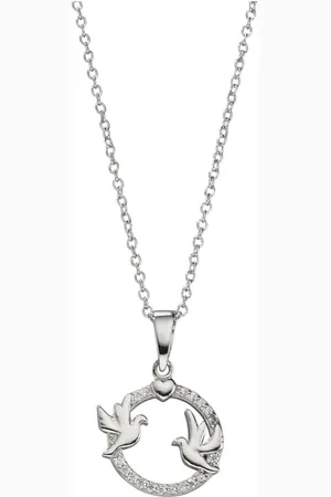 Firetti Ketting met hanger Sieraad cadeau 925 halssieraad halsketting cirkel, duiven, hart
