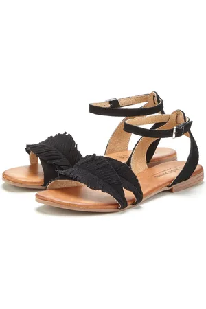 Lascana Sandalen Zomerschoen Sandalette, zomerschoen van leer met modieuze franjes