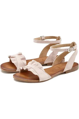 Lascana Sandalen Zomerschoen Sandalette, zomerschoen van hoogwaardig leer met kleine ruches