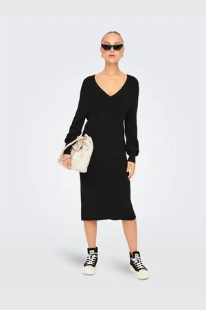ONLY Gebreide jurk ONLKATIA LS V-NECK DRESS NCA KNT
