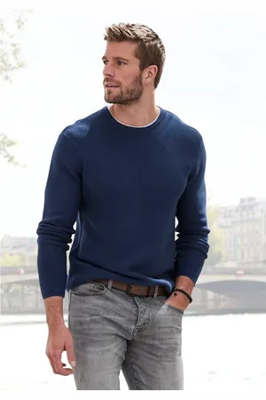 AUTHENTIC LE JOGGER Gebreide trui met double-layer look, pullover van 100% katoen