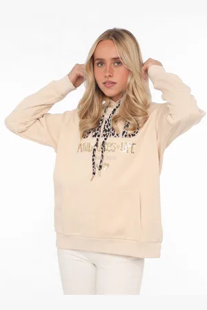 Zwillingsherz Hoodie "Wild Free" met pailletten, koord en binnenkant van de capuchon in -look