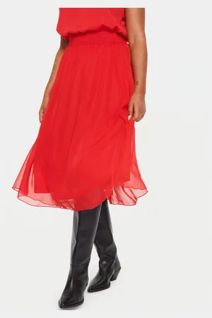 Saint Tropez Midirok CoralSZ Skirt gemaakt van chiffon