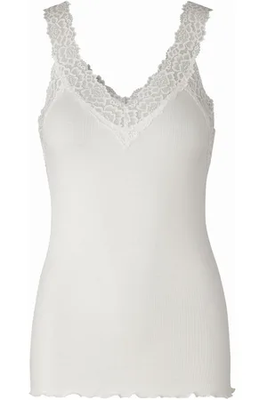 Rosemunde Shirt voor eronder Bernardine Organic Cotton Top met prachtige vintage kanten afwerking aan de v-hals