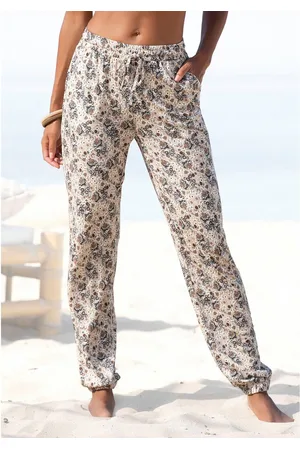 vivance collection Jerseybroek met bloemenprint en zakken, zomerbroek, elastisch
