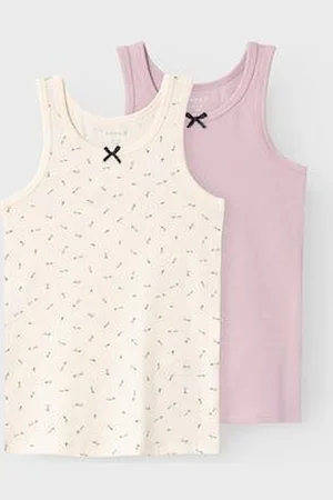 NAME IT Hemd NMFTANK TOP 2P BUTTERCREAM FLORAL NOOS (set, 2 stuks)