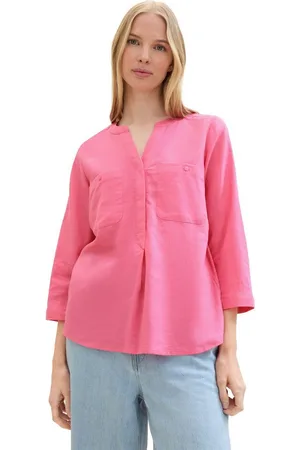 TOM TAILOR Blouse zonder sluiting met linnen