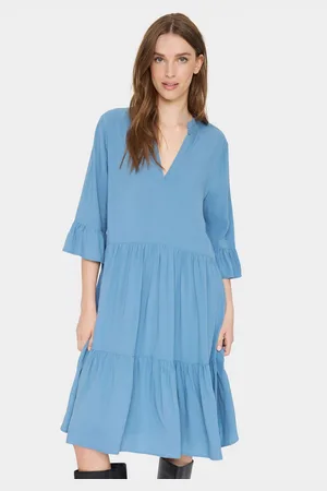 Saint Tropez Blousejurk EdaSZ dress met volants en 3/4 mouwen