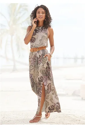 Lascana Maxi-jurk met paisley-print en split, licht zomerjurk, strandjurk