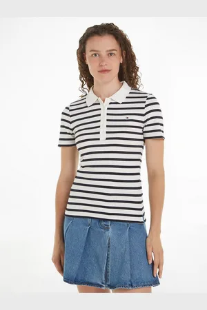 Tommy Hilfiger Poloshirt 1985 SLIM PIQUE STRIPE POLO SS met discreet geborduurd logo
