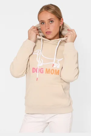 Zwillingsherz Hoodie "Dog Mom" met geborduurd hondenmotief en frontzak
