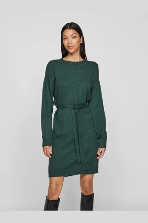 VILA Gebreide jurk VIRIL O-NECK L/S BELT KNIT DRESS - NOOS