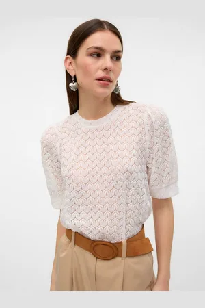 VERO MODA Shirt VMBECCA LACE SS O-NECK TOP JRS GA NOOS