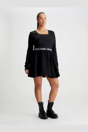 Calvin Klein Skaterjurk PLUS LOGO ELASTIC LS DRESS