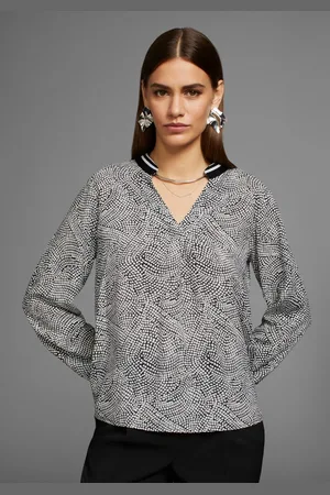 Daniel Hechter Gedessineerde blouse met contrasterende kraag