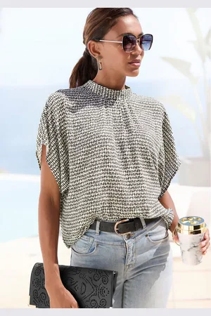 Lascana Blouse met korte mouwen met all-over print, damesblouse, sportief elegant
