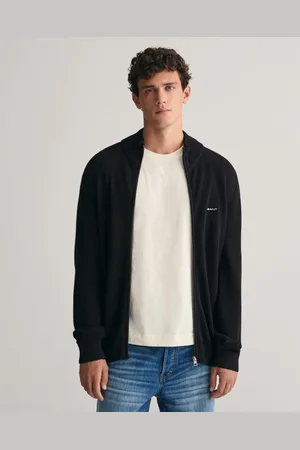GANT Vest COTTON PIQUE ZIP CARDIGAN met logoborduursel op borsthoogte