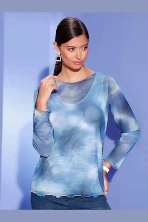 CRÉATION L 2-in-1-shirt Mesh-shirt (1-delig)