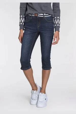KangaROOS Capri jeans Capri-jeans met riem Skinny fit, met split, normale taille (set, Met een afneembare riem)