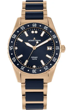 Jacques Lemans Keramisch horloge Liverpool, 42-12H Quartz horloge, armbanduhr, dameshorloge, datum, roestvrijstalen band, keramiek
