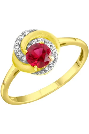 Firetti Ring Sieraad cadeau zilver 925 zilveren ring met robijn (synth.), zirkoon (synthetisch)