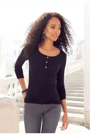 vivance collection Shirt met lange mouwen Met korte knoopsluiting van zachte ribkwaliteit met viscose