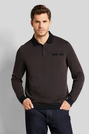 Bugatti Poloshirt met lange mouwen in 2-tone-look