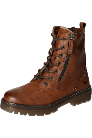 Mustang Winterlaarzen hakken, winter enkellaars, veterschoenen, nagels en decoratieve naden