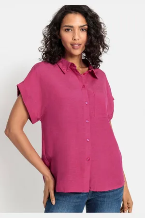 Lascana Overhemdblouse van mix van linnen met knoopsluiting, blouse met korte mouwen, linnen blouse
